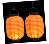 Yardenfun 2PCS Japanese Style Origami Paper Lanterns Foldable Hand-Crafted Lanterns for Indoor Outdoor Home Sushi Ramen Restaurant Decoration in Orange