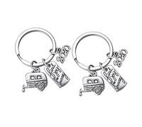 Yardenfun 2pcs Key for Retirement Celebrations Unique Camper Keychains Letter Printing Souvenir Key Holders for Outdoor