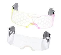 Yardenfun 2Pcs LED Light Up Glasses Futuristic Glowing Eyewear Neon Bright Party Glasses for Adults Halloween Decoration Cool Luminous Eyeglasses