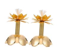 Yardenfun 2Pcs Lotus Wick Rack with Elegant Lotus Design Wick Holder for Buddha Oil Lamps Premium Alloy Material for Temple Prayer and Home Decor for Pooja and Spiritual Ceremonies