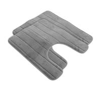 Yardenfun 2pcs Memory Foam U Shaped Toilet Mat Absorbent Non Slip Bathroom Floor Rug with Slow Rebound Cushion Comfortable Skid Toilet Feet Mat for Safe Home Use Deep Grey