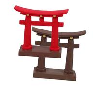 Yardenfun 2pcs Miniature Japanese Gate Ornaments Micro Landscape Props for Garden and Home Decor Tiny Asian Architectural Sculpture for Fairy Tale Outdoor and Indoor Display