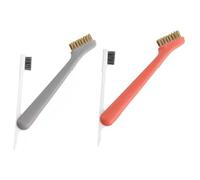 Yardenfun 2Pcs Multipurpose Kitchen Cleaning Brushes with Flat Spatula and Fine Bristle Heads for Stove and Range Hood Dirt and Oil Stain Removal Lightweight and Easy to Store