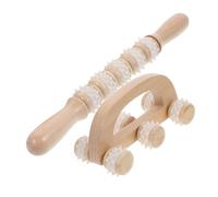 Yardenfun 2pcs Natural Wood and Soft Silicone Massage Roller Set Body Therapy Tools with Straight Bar and Arch Design for Full Body Muscle Relief and Tension Release Manual Deep Tissue