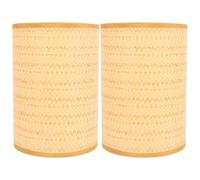 Yardenfun 2pcs Rattan Lamp Shades for E27/E14 Table and Floor Lamps, Woven Bamboo Cover, Rustic Drum Light Shade for Bedroom and Hotel Use