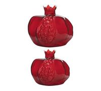 Yardenfun 2Pcs Red Pomegranate Glass Flower Vases Set, Small and Large Nordic Style Floral Arrangement Vases for Living Room, Dining Table, Bedroom Décor