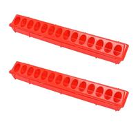Yardenfun 2pcs Red Poultry Feeding Troughs Multi-Hole Design, Integrated Food and Water Containers for Chickens, Ducks, and Geese, Sturdy Long Feeding Boxes for Farm and Backyard Use
