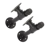 Yardenfun 2Pcs Retro Black Iron Shelf Brackets Industrial Wall-Mounted Pipe Support for Floating Shelves Rustic Farmhouse Style Storage for Home Decor and Organizing