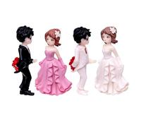 Yardenfun 2pcs Romantic Couple Figurines for Wedding Cake Toppers Miniature Bride and Groom Statues Sweet Love Couple Sculpture for Home Decor and Wedding Decorations