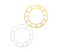 Yardenfun 2Pcs Round Acrylic Mirror Clock Face Stickers with Roman Numerals 20Cm Silver and Deep Gold Wall Clock Dial for Living Room Decor and Making Supplies