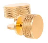 Yardenfun 2pcs Round Cabinet Knobs in Gold Space Aluminum Modern Drawer Pulls for Dressers and Furniture Easy to Install Elegant Handles for Wardrobes and Cupboards