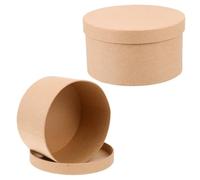 Yardenfun 2pcs round Kraft Paper Gift Box with Lid, Circular DIY Cookie Packaging Box for Bakery Treats, Khaki, for Small Items and Home Celebrations