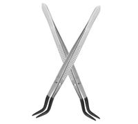Yardenfun 2pcs Rubber Tipped Bent Tweezers with Non-Slip Grip for Crafting Jewelry Coin and Stamp Collecting Comfortable Stainless Steel Auxiliary Clip Tools for Precision Handling