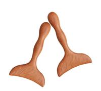Yardenfun 2pcs Sandalwood Gua Sha Tool Handheld Wooden Face and Foot Massager Ergonomic Fish Tail Shape Portable Manual Massage Scraper for Muscle Tension Relief and Spa Therapy