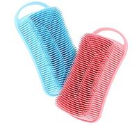 Yardenfun 2pcs Silicone Body Scrubbers Exfoliating Shower Brushes for Gentle Cleansing and Massage for Daily Use Space Saving Design Blue and Pink