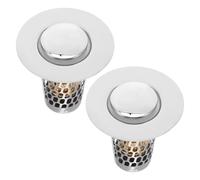 Yardenfun 2pcs Stainless Pop up Stopper Stainless Steel Sink Filter Sink Stopper with Filter Floor Drain Bathroom Hair Catcher with Strainer Pop up Drain Silver