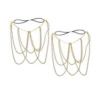 Yardenfun 2pcs Stretchy Rhinestone Body Chains for Women Versatile Leg and Belly Jewelry with Elastic Comfort Alloy Layered Crystal Chains for Summer Beach Parties and