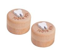 Yardenfun 2pcs Teeth Keepsake Box Wooden Organizer for First Tooth and Fetal Hair Adorable Design for Safe Storage Memory Holder for Newborns