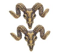 Yardenfun 2pcs Vintage Brass Goat Door Handles Antique Animal Drawer Pulls for Cabinets Dressers Furniture Hardware Retro Decorative Knobs for Bedroom Kitchen