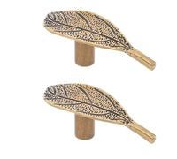 Yardenfun 2pcs Vintage Brass Leaf Cabinet Door Handles Small Retro Style Drawer Pulls for Wardrobes, Dressers, Kitchen Cupboards Antique Finish Furniture Hardware