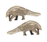 Yardenfun 2pcs Vintage Brass Pangolin Sculpture Compact Solid Brass Animal Figurines for Home Office Decor Wear Resistant Lucky Feng Shui Collectible Statues Desktop Ornament and Thoughtful