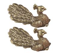 Yardenfun 2pcs Vintage Brass Peacock Figurine Antique Bird Statue for Office Desk and Home Decor Solid Brass Peacock Sculpture with Pet Design Symbolizing Fortune and Harmony