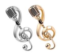 Yardenfun 2pcs Vintage Microphone Brooch Pins Jewelry Music Ornament for Men Women Zinc Alloy Classic Music Note Accessory Gift for Enthusiasts