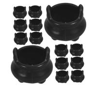 Yardenfun 32pcs Mini Black Plastic Cauldrons Lightweight Halloween Decor Pots for Dollhouse and Party Decorations Spooky Witch Themed Accessories for Haunted House Displays