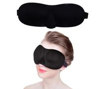 Yardenfun 3D Contoured Sleep Eye Mask Black Polyester and Storaging Pouch, Hand Washable and Alleviating Eye Fatigue, Comfortable for Home and Office Use