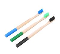 Yardenfun 3pcs Bamboo Toothbrushes with Soft Charcoal Bristles Round Handles, Biodegradable Wooden Toothbrushes for Oral Care and Teeth Brightening, Suitable for Adults and Random Color