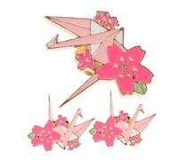 Yardenfun 3Pcs Cherry Blossom Origami Crane Brooch Cute Cartoon Metal Brooches Unique Suit Accessories Decorative Pins for Coats Handbags and Hats Durable and Easy to Use