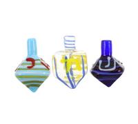 Yardenfun 3pcs Handblown Glass Dreidel Handmade Judaica Ornament Classic Jewish Hanukkah Collectible Game for Family Holiday Celebration Decor