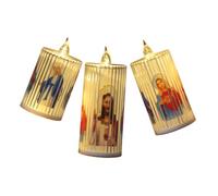 Yardenfun 3pcs LED Holy Night Candle Lights Flameless Electric Prayer Lamps with Jesus Images Material Warm Decorative Lighting for Easter and Worship