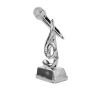 Yardenfun 3pcs Silver Microphone Trophy for Singing Competitions Karaoke Party Decorations Music Performance Award Speech Contest Prize for Schools and Corporate Events