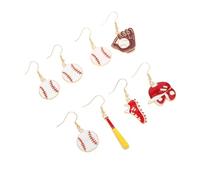 Yardenfun 4 Pair Baseball-themed Earrings: Cool Sports Dangle Earrings With Hat And Bat Charm Jewelry Present For Women And Teens