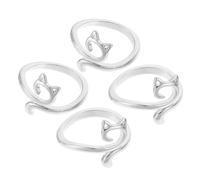 Yardenfun 4pcs Adjustable Geometric Cat Rings for Women Minimalist Finger Jewelry for Daily Wear for Birthdays and Special Occasions Lightweight and Durable Design