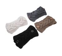 Yardenfun 4pcs Button Headbands for Women Warm Woolen Ear Warmers Bow Design Lightweight and Comfortable Wraps for Outdoor Activities Christmas Parties and Daily Wear