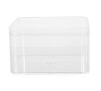 Yardenfun 4pcs Clear Acrylic Storage Boxes with Lids Small Transparent Square Organizer Cubes for Jewelry Cotton Swabs Beads Multipurpose Display Containers