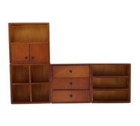 Yardenfun 4pcs Dollhouse Miniature Furniture Walnut Wooden Display Cabinet Bookcase Wardrobe Model for Tiny Micro Landscape DIY Assembly Educational Decor for Dollhouse Enthusiasts