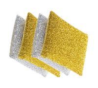 Yardenfun 4Pcs Double-Sided Heavy Duty Kitchen Cleaning Sponges for Dish and Wok Scrubbing Reusable Polyester Thread Scrub Pads with Gold and Silver Colors Non-Scratch Absorbent Multipurpose