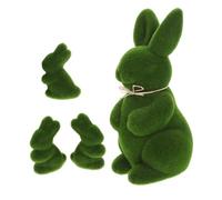 Yardenfun 4pcs Easter Rabbit Home Decoration Artificial Grass Moss Bunny Figurines with Cute Craft Design Odorless Animal Ornaments for Table Bookshelf Garden Office