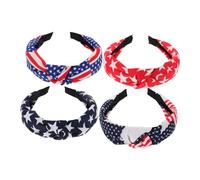 Yardenfun 4pcs Knotted Headbands for Women American Style Hair Hoops Stars Stripes for Parties Face Washing and Everyday Use Fits All Hair Types