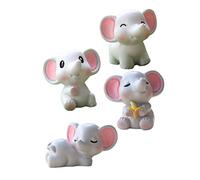 Yardenfun 4pcs Mini Elephant Figurines Cute Resin Animal Sculptures for Home Decor Adorable Tiny Elephant Statues for Desktop Decoration and Cake Decor