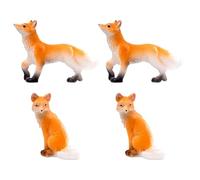 Yardenfun 4Pcs Mini Resin Fox Figurines Compact Animal Decor for Diy Micro Landscape Garden Ornaments Cute Fox Decorations for Home Courtyard