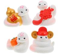 Yardenfun 4pcs Mini Resin Snake Figurines for Chinese Year Cute Animal Decor for Bonsai Garden Desktop and Car Charm and Versatile Micro Landscape Decoration