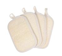 Yardenfun 4pcs Natural Rectangular Loofah Scrubber with Elastic Band Backing Exfoliating Body and Face Wash Towel for Men and Women Quick Dry Gentle Sensitive Skin Spa Bath Sponge