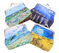 Yardenfun 4pcs Portable Mini Coin Purse for Women Cute Painting Design Small Change Bag for Keys and Essentials for Beach Shopping and Parties