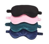Yardenfun 4Pcs Silk Sleeping Eye Masks Soft Blindfolds for Relaxation Travel Yoga Enhanced Light Blocking Comfortable Elastic Design Black Dark Pink Navy Blue