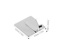 Yardenfun 4pcs Stainless Steel Adhesive Heavy Duty Wall Hooks for Bathroom Kitchen Easy Install No Drill Towel Coat Hanging Modern Brushed Silver Flat Square Design