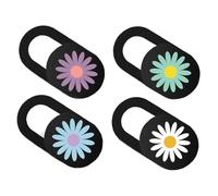 Yardenfun 4pcs Ultra Thin Daisy Pattern Webcam Cover Slider Privacy Protect Lens Cover for Laptop Tablet Computer Easy Slide to Open Close Compatible with Flat Surface Webcams